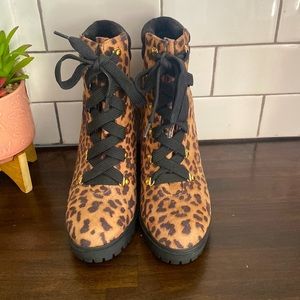 Leopard Heel Booties 7.5